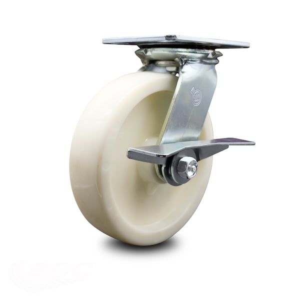 8 Inch Heavy Duty Nylon Caster with Ball Bearing and Brake